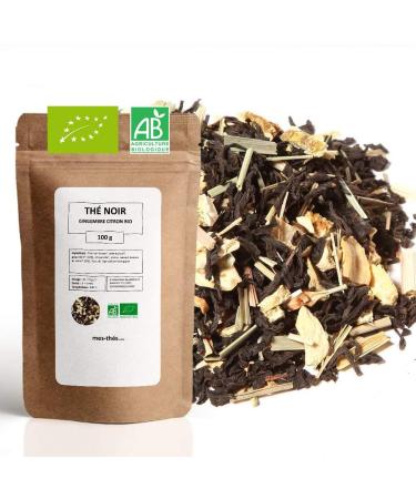 Th Noir Bio aromatis Gingembre Citron - 100g (40 tasses) - Th en vrac 100% Agriculture Biologique - Mes-Th s