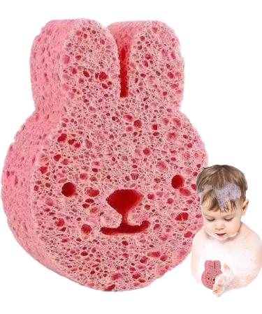 Neamou Baby Sponge for Bathing | Soft Baby Body Wash Scrubber Wood Pulp Sponge Shower Sponge Dead Skin Remover Cute Shower Brush Bath Supplies for Toddler Kids Baby Pink - Buy Online on GoSupps.com