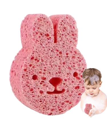 Baby Sponge for Bathing | Soft Body Wash Scrubber Cute Dead Skin Remover Body Scrubber Bath Rub Shower Brush for Children Kids Baby Toddler Pink