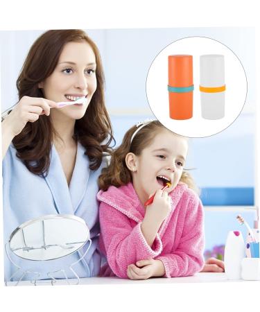 Frcolor Portable Travel Toothbrush Cup Holder - 2 Piece Toothbrush Carrier & Organizer for School Supplies - Orange 20x8.4x6.4cm - Buy Online on GoSupps.com