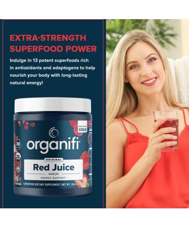 Organifi Red Juice 90 Servings (3pk) - Vegan Pre-Workout Energy Drink Powder with Organic Berries, Beets, Mushrooms, Prebiotics, Ginseng, and Vitamin C for Focus, Peak Performance, Immune Defense - 10oz (Pack of 3) - Buy Online on GoSupps.com