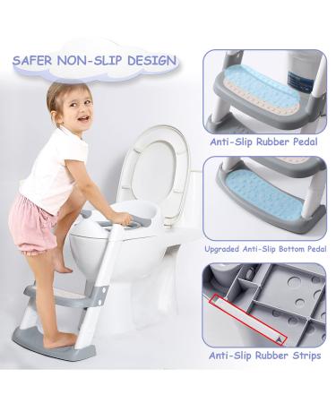Potty Training Seat with Step Stool Ladder-Double Elite (Grey) - Comfortable Toilet Seat for Kids Boys Girls Toddlers - Foldable & Anti-Slip - Buy Online on GoSupps.com