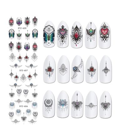 40pcs Nail Sticker Black Flower Water Transfer Sticker Lace Dream Catcher Design Nail Art Slider Polish Decoration Chstz608658 Claral
