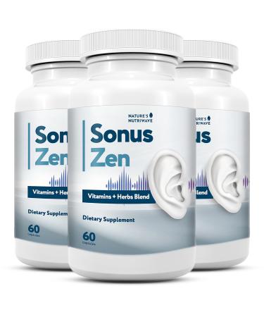 SonusZen Natural Daily Supplement with Vitamins & Herbal Extracts Made in USA | Non-GMO | Gluten Free | Vegetarian Formula | Made in USA | 60 Capsules 3 Month Supply 60 Count (Pack of 3)