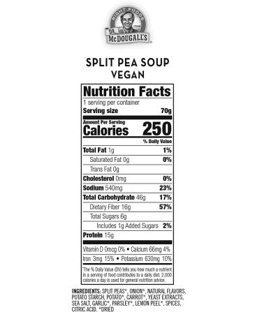 Dr. McDougall's Vegan Split Pea Soup 2.5 Ounce Cups (Pack of 6) | Plant-Based, Gluten-Free - Buy Online on GoSupps.com