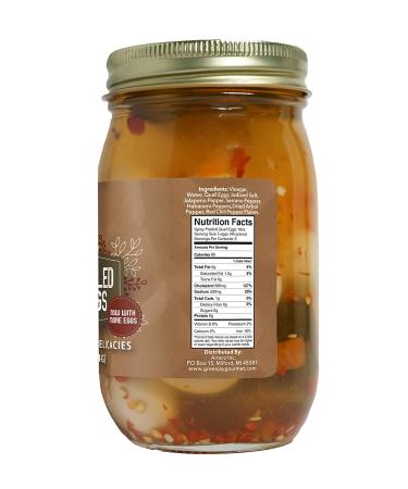 Green Jay Gourmet Spicy Pickled Quail Eggs - Hand Jarred for Cooking - 16oz Jar - Natural Ingredients - Full Spicy Flavor - Buy Online on GoSupps.com