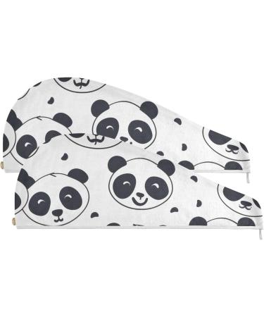 Buy Kawaii Pandas Hair Towel 2 Pack - Super Absorbent Quick Drying Turbans for Women & Girls - Stylish Head Towels for Fast Hair Drying - Buy Online on GoSupps.com