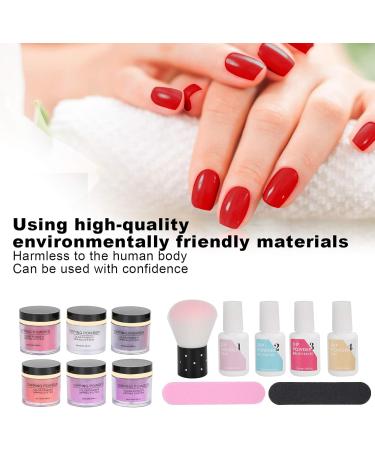 Nail Dipping Powder Set Nail Art Powder Top Base Coat Gel Dust Brush Manicure Tool Set (K1213) - Buy Online on GoSupps.com