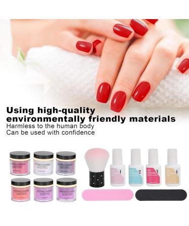 Nail Dipping Powder Set - 6-Color Professional Nail Kit for Home & Salon Use | Starter Nail Art Powder with Top & Base Coat Gel - Buy Online on GoSupps.com