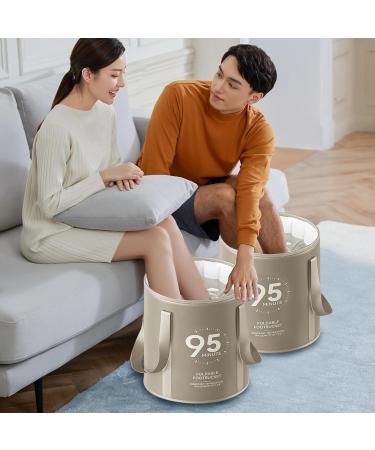 Collapsible Foot Bath with Zippered Lid Portable Foot Soaking Bucket Heat Retaining Non-slip Foot Bath Tub for Home Outdoor Grey Collapsible Foot Bath - Buy Online on GoSupps.com