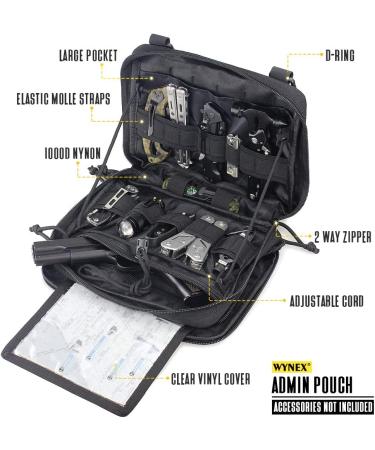 WYNEX Tactical Molle Admin Pouch of Laser Cut Design Utility Pouches Molle Attachment Military Medical EMT Organizer with Map Pocket EDC EMT Pack IFAK Tool Holder Universal U.S.A Patch Included Black - Buy Online on GoSupps.com