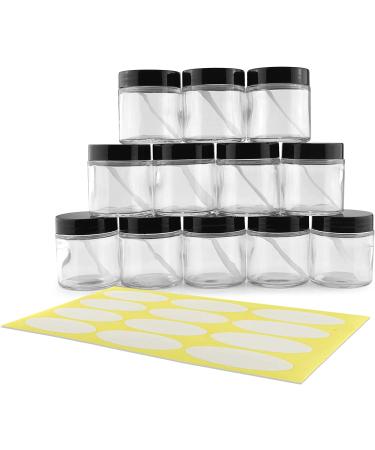 Clear Glass Jars 4oz (12-Pack) for Cosmetics & Food Storage | Includes Spatulas and Labels - Cornucopia - Buy Online on GoSupps.com