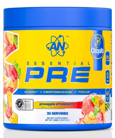 an Essentials Pre-Workout | Preworkout Energy Drink Mix | 200mg Caffeine | Creatine, Beta Alanine & Citrulline | Energy Supplement for Men & Women | Chiquita Pineapple Strawberry | 30 Servings