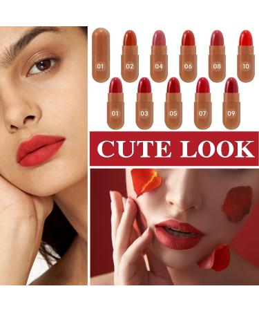 10PCS Mini Capsule Pills Lipstick Set Matte Lip Stain Long Lasting Waterproof Lip Gloss Kit Pill Shaped Lipstick Lip Balm Suit for Women Girls - Buy Online on GoSupps.com