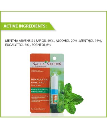 Natural Solution Nasal Inhaler, Infused with Pink Salt and Organic Mint Oil, Nose Cleaner, Cooling, Relaxing & Refreshing Aromatherapy Diffuser, 0.068oz | Pack of 3 (8206A-3PK) Natural Mint Oil Pack of 3 - Buy Online on GoSupps.com