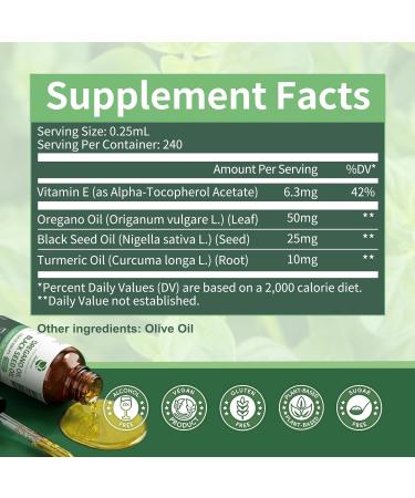 Oil of Oregano Drops with Black Seed Oil Turmeric Oil Vitamin E & Olive Oil Based Immune Digestive Cleanse & Detox* 80% Carvacrol Cold-Pressed Natural Aceite de Oregano 2 Fl Oz 8 Month Supply 2 Fl Oz (Pack of 1) - Buy Online on GoSupps.com