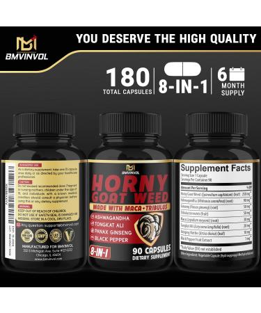 BMVINVOL Horny Goat Weed Capsules - 7000mg - Pack of 2 - 180 Capsules - Buy Online on GoSupps.com