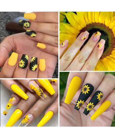 Sunflower Nail Stickers - 3D Self-Adhesive Art Decals for Women - Yellow Daisy & Butterfly Design - Acrylic Nail Supplies for Manicure Tips - Buy Online on GoSupps.com