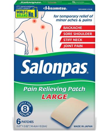 Salonpas Pain Relieving Large Patches 5.67 x 3.62 - 18 Patches (6 Ea x Pack of 3) - Buy Online on GoSupps.com