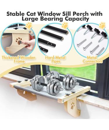 AMOSIJOY Cat Window Perch Hammock for Large Cats - Sturdy Wood & Metal Frame - Easy to Assemble Cat Bed for Windowsill, Bedside, Drawer, Cabinet - 21.7x15x6.9 - Buy Online on GoSupps.com