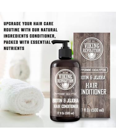 Viking Revolution Biotin Men's Conditioner - Eucalyptus & Peppermint Jojoba Oil 17 Oz - Best Conditioner for Dry Hair - Buy Online on GoSupps.com