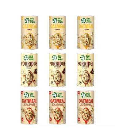 OneDayMore Coffret Porridges Banane Double Chocolat Pomme-Cannelle | 9 450g | Sans sucre ajout | Flocons d avoine de haute qualit