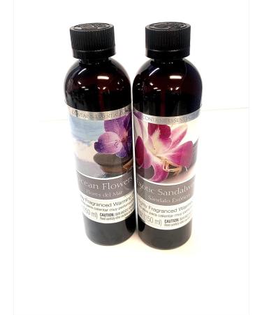 Hosley Set of 2 Assorted Fragrance Warming Oils - Exotic Sandalwood & Ocean Flowers | Spa Meditation Bathroom & Wellness Gift | 5oz Each - International Shipping - Buy Online on GoSupps.com