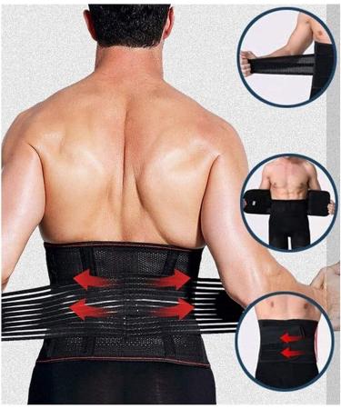 Back Bandage for Men | Double Compression Support Belt for Lower Back Pain Relief | Herniated Disc & Sciatica Support | Slimming Wrap | Sports Federation - Black - Buy Online on GoSupps.com