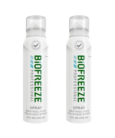 Biofreeze Professional Menthol Pain Relieving Spray 4 FL OZ Colorless (Pack Of 2) Aerosol Spray For Pain Relief Of Sore Muscles, Arthritis, Simple Backaches, And Joint Pain (Packaging May Vary) Pack of 2 4 Oz. Spray