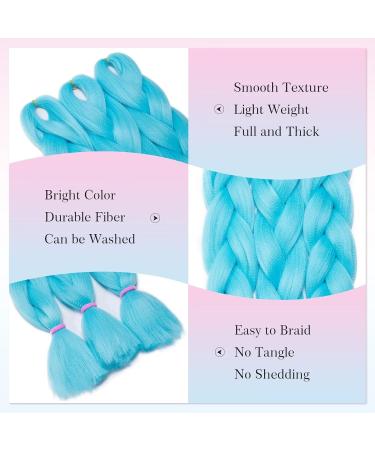 Tess Braids Extensions Blue - 60 cm Jumbo Kanecalon Hair Braids (3 Pack) for Box Braids - 100g Bundle - Buy Online on GoSupps.com