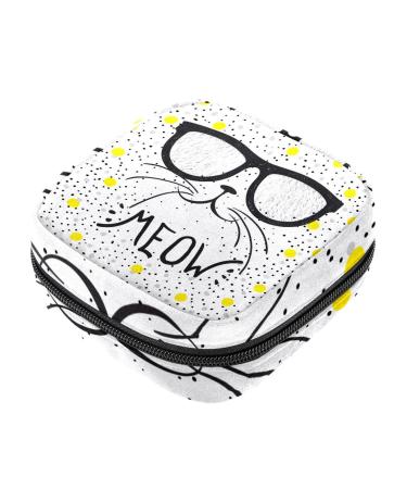 HomeDecorZone Cat Animal Period Bag Sanitary Napkin Storage Bag Portable Period Bags for Teen Girls Period Small Pouch Pad Bag for Feminine Products Multicoloured 04