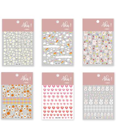 6 Sheets Multiple Painting Bear Painting Bear Summer Nail stickers 3D Sticker Nail Art Cartoon - Buy Online on GoSupps.com