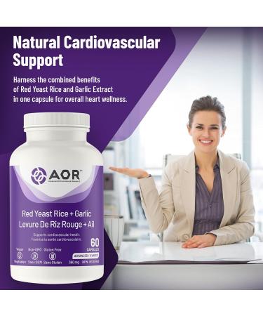AOR - Red Yeast Rice + Garlic 60 Caps - Garlic Extract & Red Yeast Rice Supplement for Heart Health Respiratory Health Nasal Congestion Relief Blood Flow & Mucus Relief - Cardiovascular Supplement - Buy Online on GoSupps.com