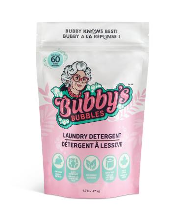 Bubby's Bubbles Powder Laundry Detergent, HE Compatible Essential All Natural and Biodegradable Deep Cleaning Household Soap, 60 Loads (1.7 Pound) Unscented Unscented  60 Load