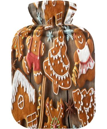 KCLDECI 2L Hot Water Bottle with Cover - Gingerbread Man Design Perfect for Foot Warmer Pain Relief & Christmas Decor - Hot & Cold Therapy - Buy Online on GoSupps.com
