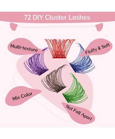 Shop Colored Lash Clusters | 5 Vibrant Colors | Reusable & Comfortable 14mm Individual Eyelashes | DIY Volume Wispy Extensions - Buy Online on GoSupps.com