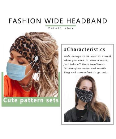 Boho Button Headband Set A - 3 Pcs | Wide Knotted Hairbands for Women | Leopard Print Turban Headwear | Yoga Headband Ear Saver - Buy Online on GoSupps.com