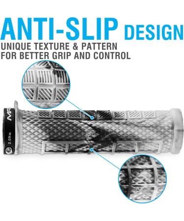 MARQUE Grapple MTB Grips - Single Lock On Collar for Mountain Bike Handlebars - Anti-Slip & Comfortable Urban Camo Grips for BMX, E-bike, Scooter & Beach Cruiser - End Plugs Included - Buy Online on GoSupps.com