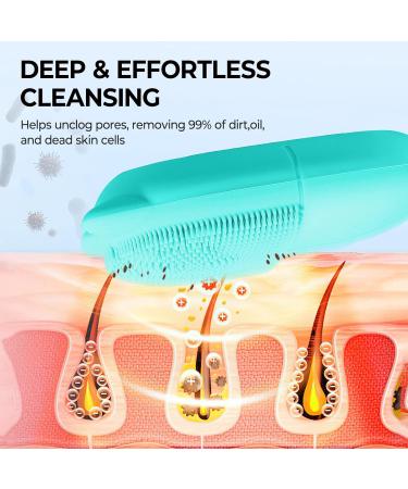 Electric Face Scrubber Silicone Facial Cleansing Brush for Deep Cleanning Exfoliating Waterproof Rechargeble|Vibrating|Massager (Blue) - Buy Online on GoSupps.com