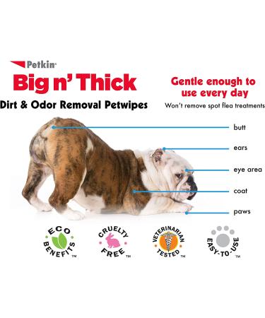 Petkin Large Pet Wipes for Dogs and Cats - Big n' Thick, Removes Daily Dirt & Odor, Ideal for Ears, Eyes, Face, Butt, and Body - Multipacks Available, 200 Wipes - Buy Online on GoSupps.com