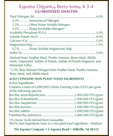 Espoma Organic Berry-Tone 4-3-4 Fertilizer & Plant Food - 4 Lb Bag for All Berries - Promote Bountiful Harvest - Pack of 2 - Ship Internationally - Buy Online on GoSupps.com