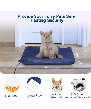 Kiroto Outdoor Heating Pad for Cats | Electric Cat Heat Pad for Outdoor Cat House | Auto Temperature | Safe Waterproof Pet Bed Pad M - NavyBlue - Buy Online on GoSupps.com