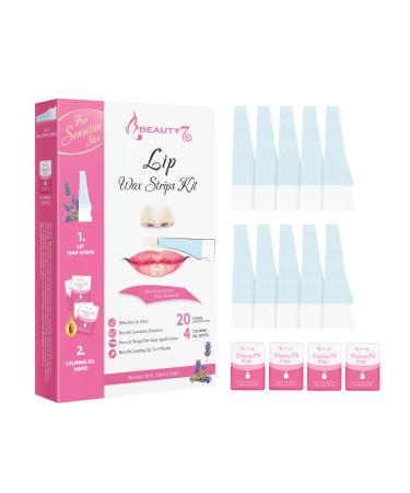 Bandes de Cire Froide D pilatoire pour l' pilation des L vre Sup rieure - Peaux Sensible - 20 Bandes de Cire Pr d coup es avec 4 Lingettes Apaisantes