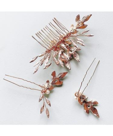 Bridal Hair Comb with Vintage Retro Style: Elegant Leaf Hair Side Comb plus 2 Hair Pins Ideal for Women and Girls on Weddings Parties and Special Occasions - Buy Online on GoSupps.com