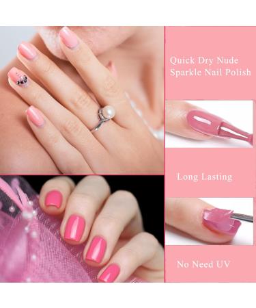 Pink Nail Polish Set - Glitter Pink Nail Varnish Sets - Quick Dry Nude Sparkle Nail Polishes - 5 Colors Long Lasting No Need UV Nail Polish Manicure Kit For Women Beauty Gift - Buy Online on GoSupps.com