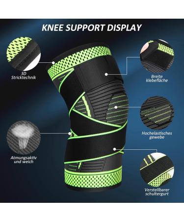 Ruilala Adjustable Knee Support Bandage for Men & Women Compression Knee Brace for Arthritis ACL Meniscus Tears Ideal for Sports & Weightlifting (Green L) - Buy Online on GoSupps.com