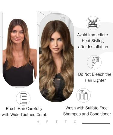 Hetto Balayage Extensions | Real Hair Remy Tresses - Chocolate Brown to Caramel Blonde #4/27/4 | 100g 45cm Ombre Hair Extensions - Buy Online on GoSupps.com