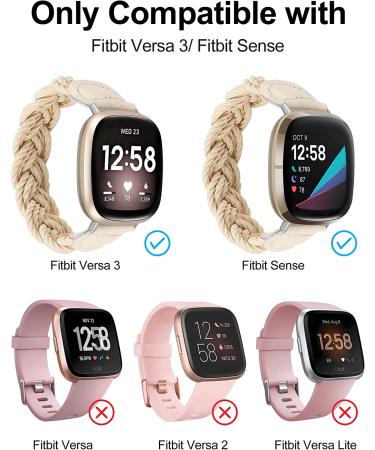 Minyee Braided Bands for Fitbit Versa 3/Sense - Light Khaki Small | Elastic Stretchy Nylon Wristband | Slim Designer Replacement Bracelet - Buy Online on GoSupps.com