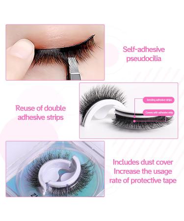 Self Adhesive Eyelashes Reusable 4 Pair Self Adhesive Lashes Reusable Pre Glued Eyelashes Wispy Reusable False Eyelashes Natural Look Self Adhesive Lashes No Glue Needed Add Instant Volume and Glamour - Buy Online on GoSupps.com