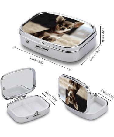 Cute Chihuahua Pill Box | Portable 2 Compartment Medicine Organizer | Travel-Friendly Vitamin Holder for Purse & Pocket - Buy Online on GoSupps.com
